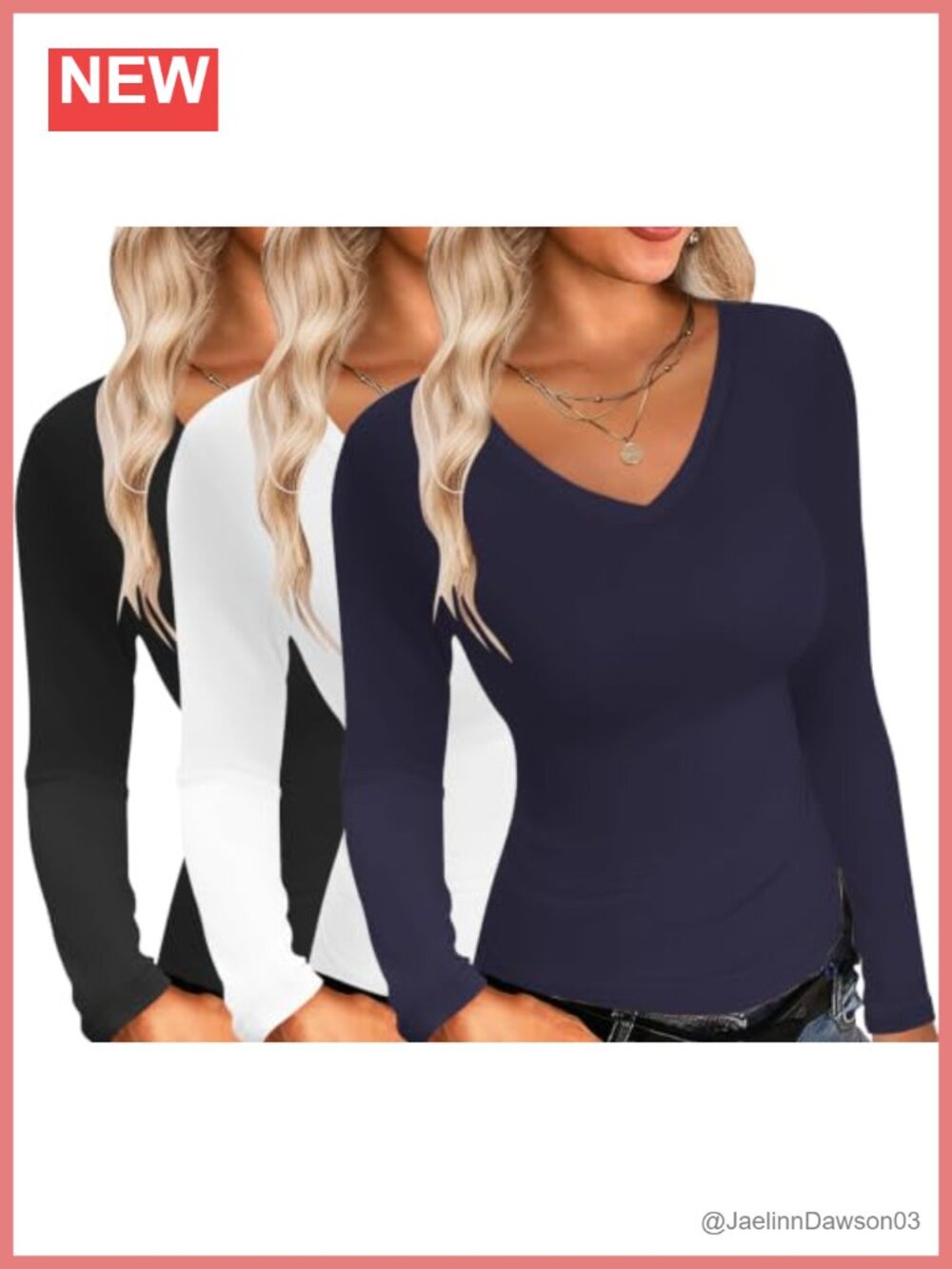 Ekouaer Women's Long Sleeve V Neck Lightweight Undershirt Top